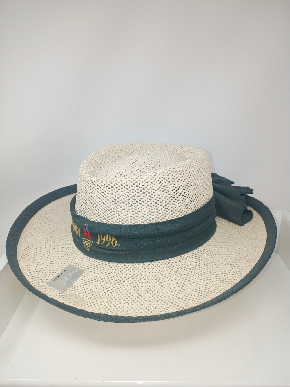 Vintage Atlanta 1996 Olympics Embroidered Straw Sun Hat with Teal Trim - Picture 12 of 12